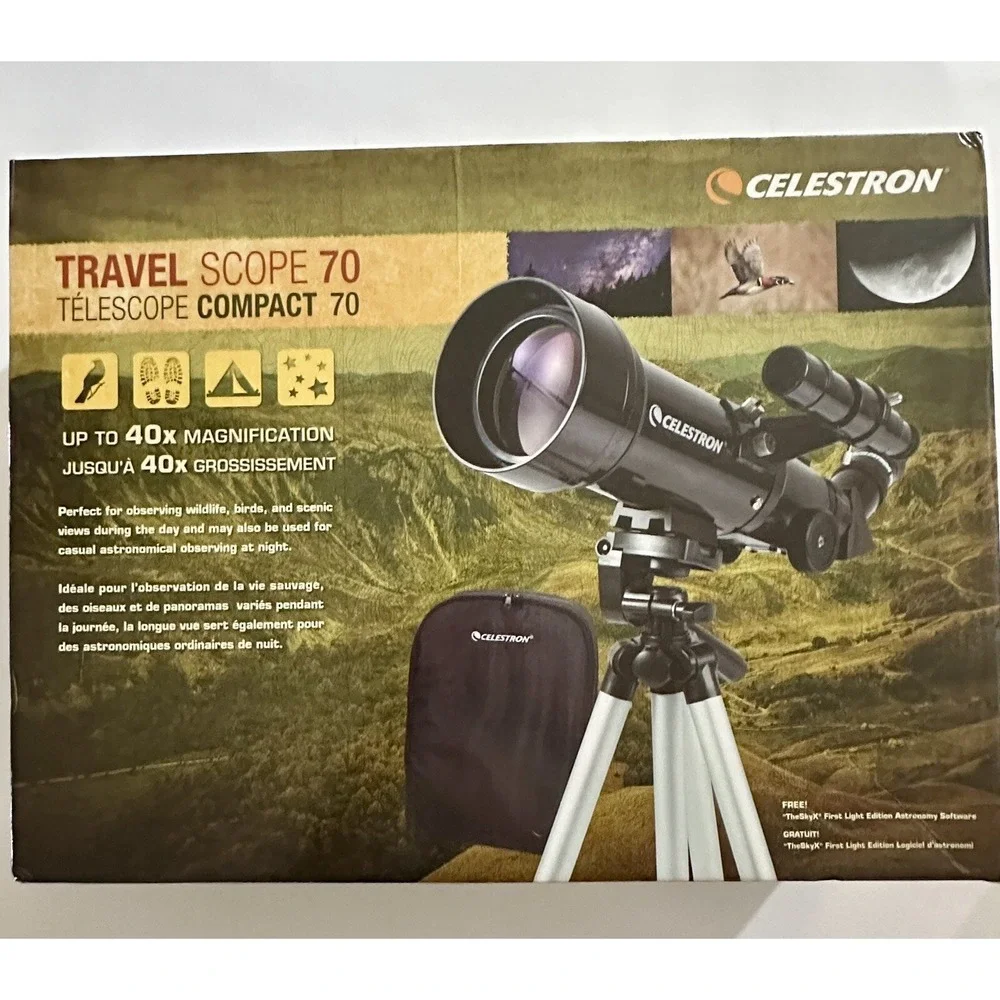 Celestron Travel Scope 70 Portable Refractor Telescope Fully-Coated Glass Optic
